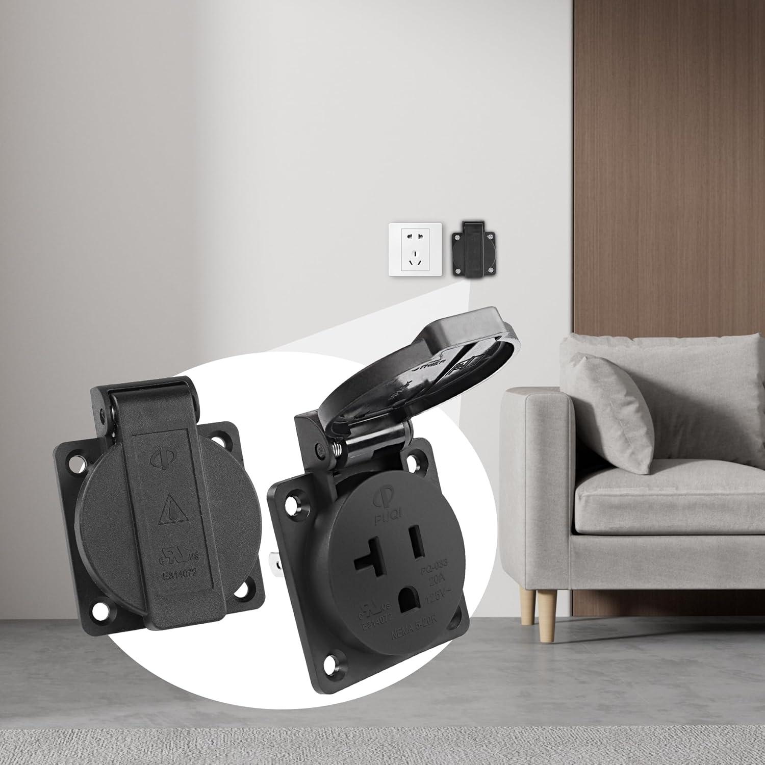 Salida AC Flangeada MEIRIYFA NEMA 5-20R 20A 125V Impermeable