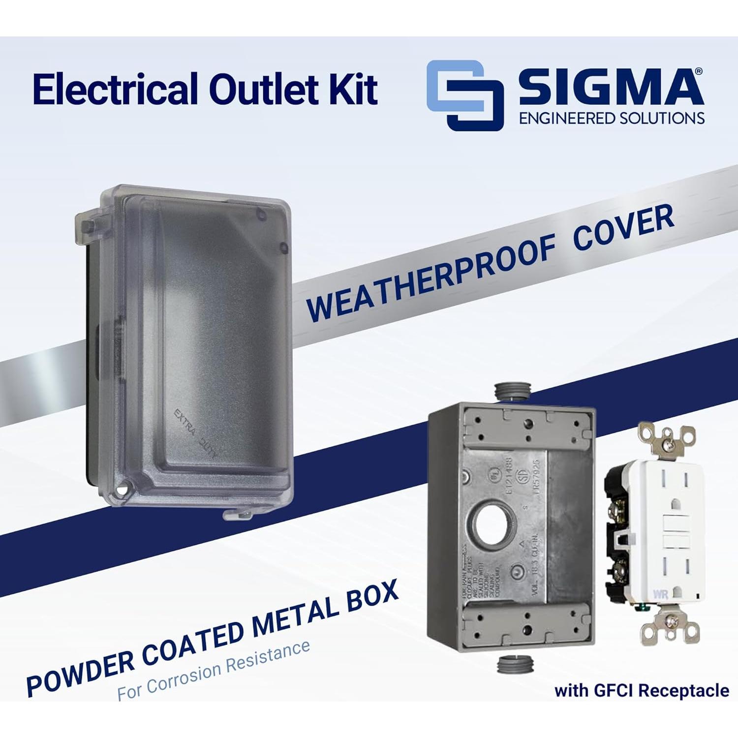 Kit Enchufe Eléctrico Exterior Sigma 16801 GFCI 15A IP66