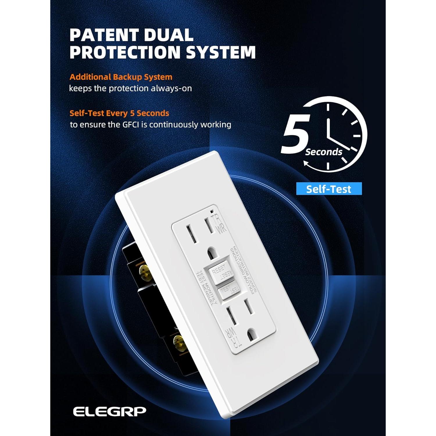 Enchufe GFCI Exterior ELEGRP 15A Blanco Mate Resistente