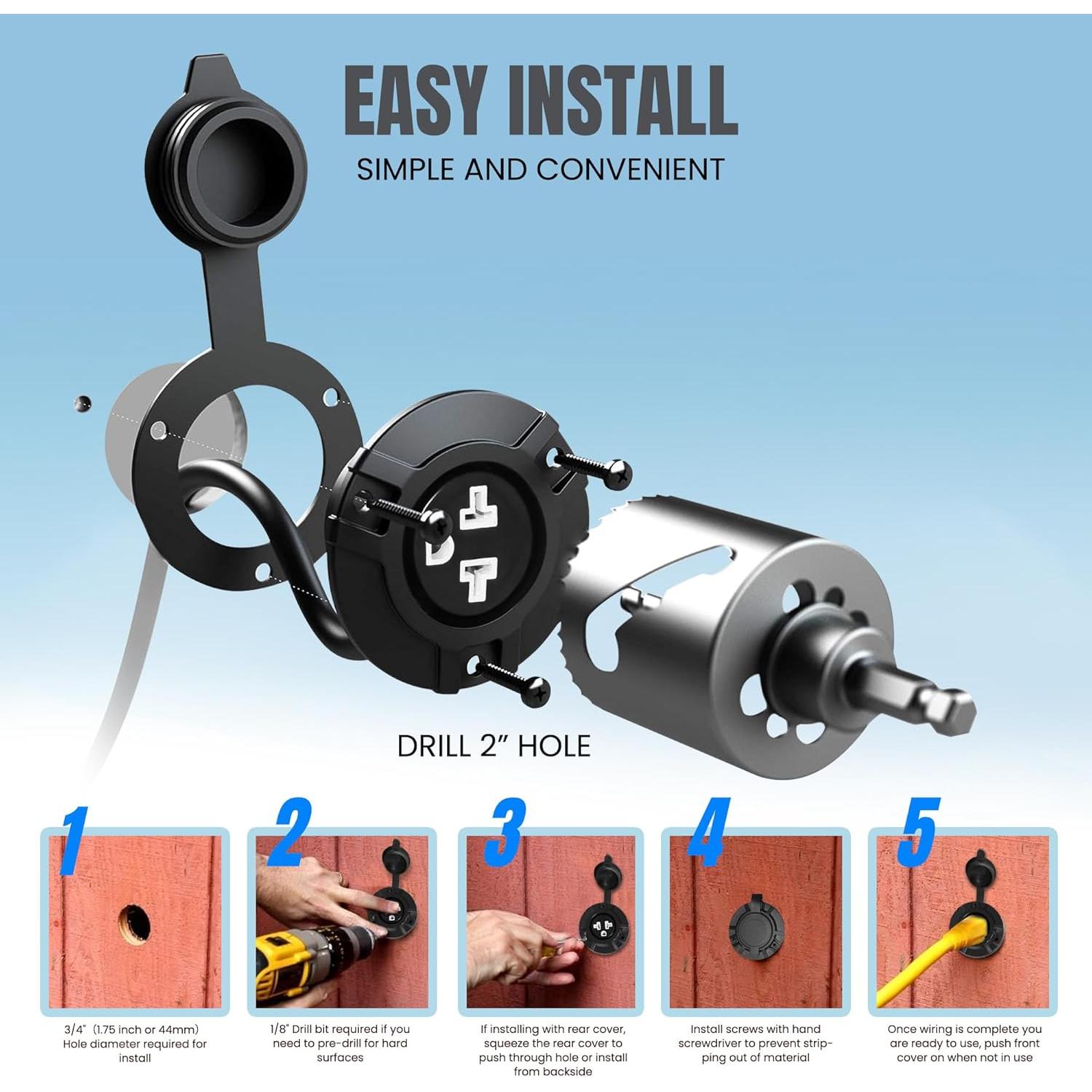 Toma de Corriente Exterior JacEnergy NEMA 5-15R 15A 125V