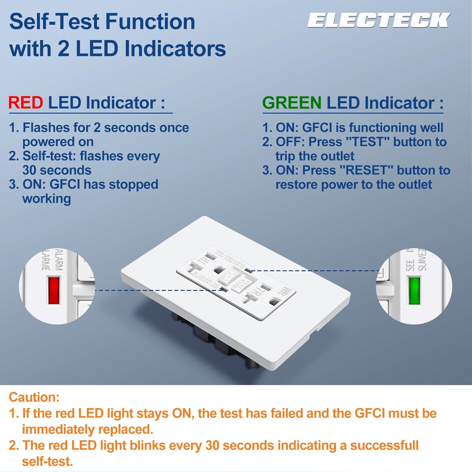 Salida GFCI 20A ELECTECK a Prueba de Climas con LED