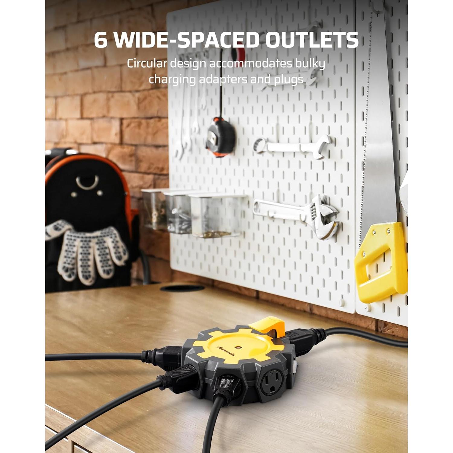 Hub de Energía DEWENWILS 6 Salidas 15A para Exteriores