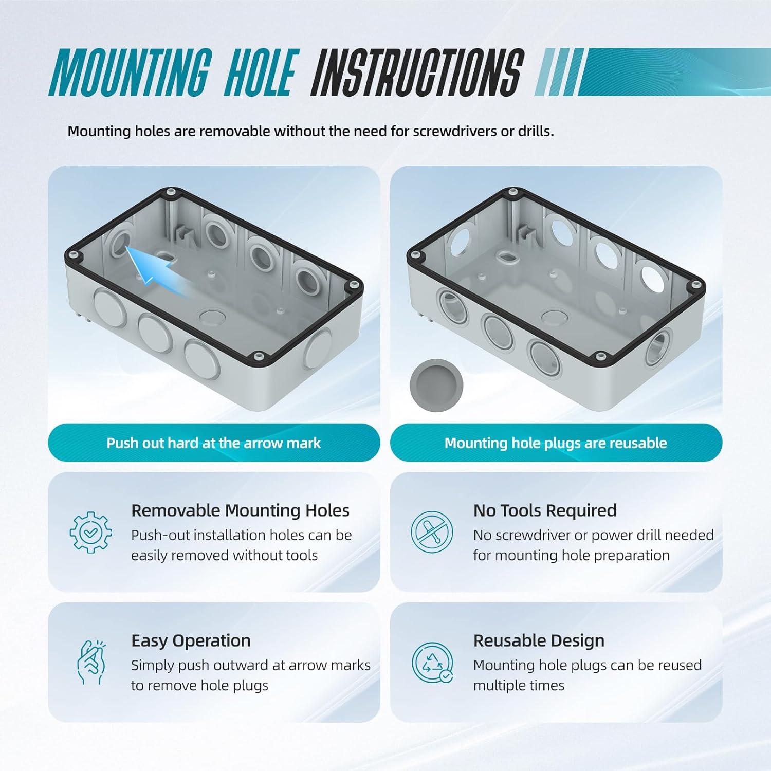 Caja de Salida Exterior Impermeable IP66 Hilictokt Doble