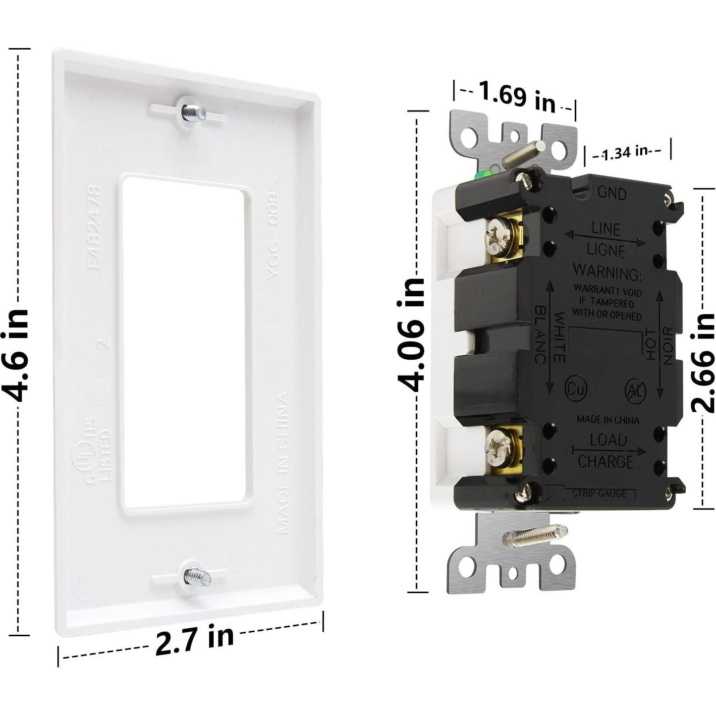 Salida GFCI 20 Amperios ANKO con Placas Decorativas y LED