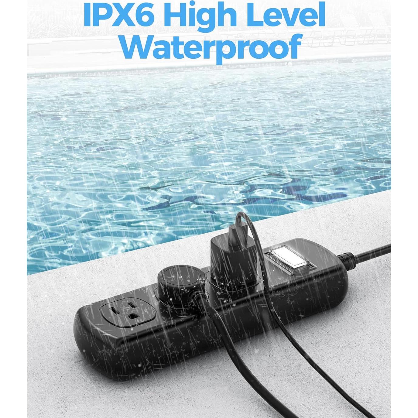 Toma de Corriente Exterior EIGSO IPX6 3 Salidas 1.83m Antichoque