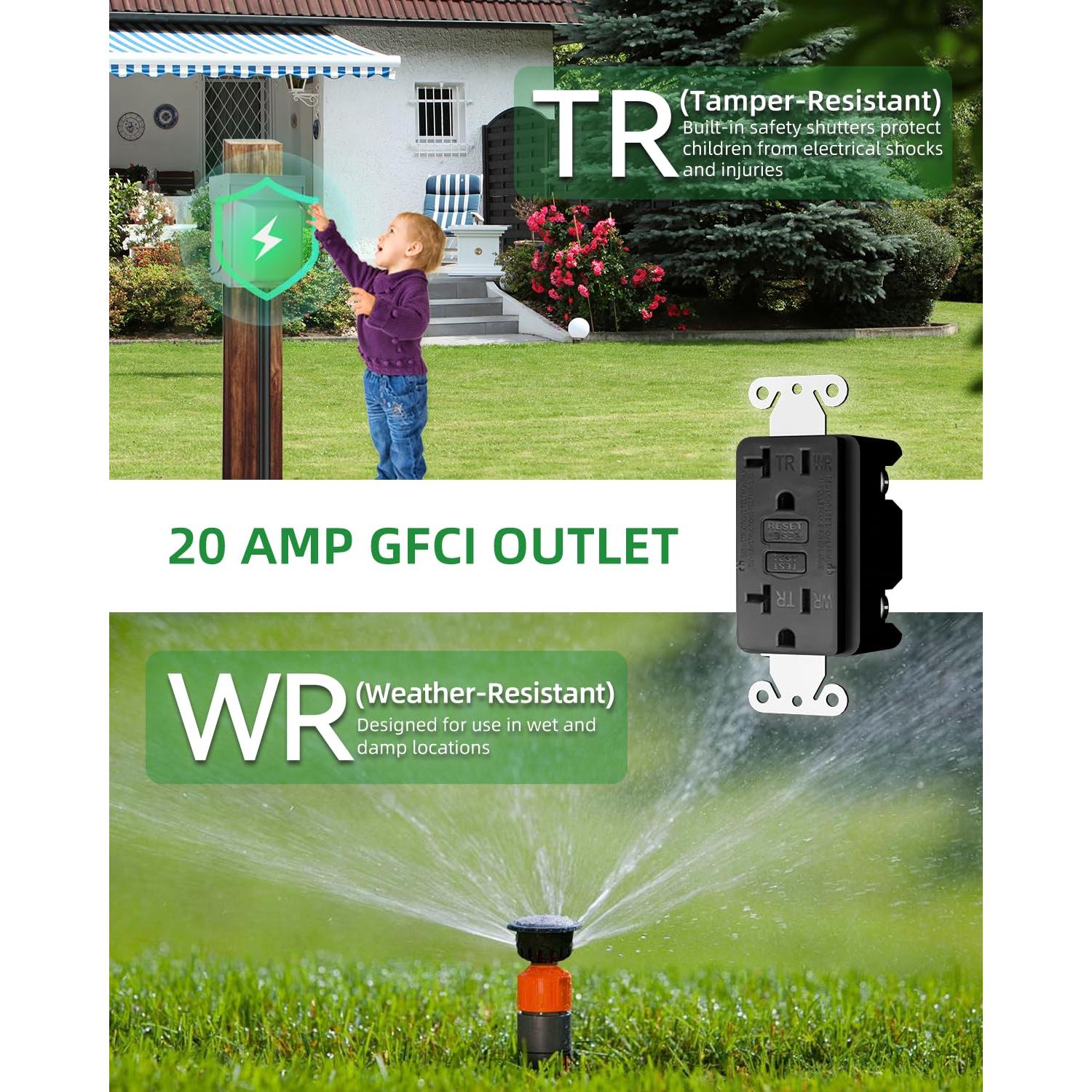 Caja de Salida Exterior GFCI ISLEWIRE 20A a Prueba de Climas