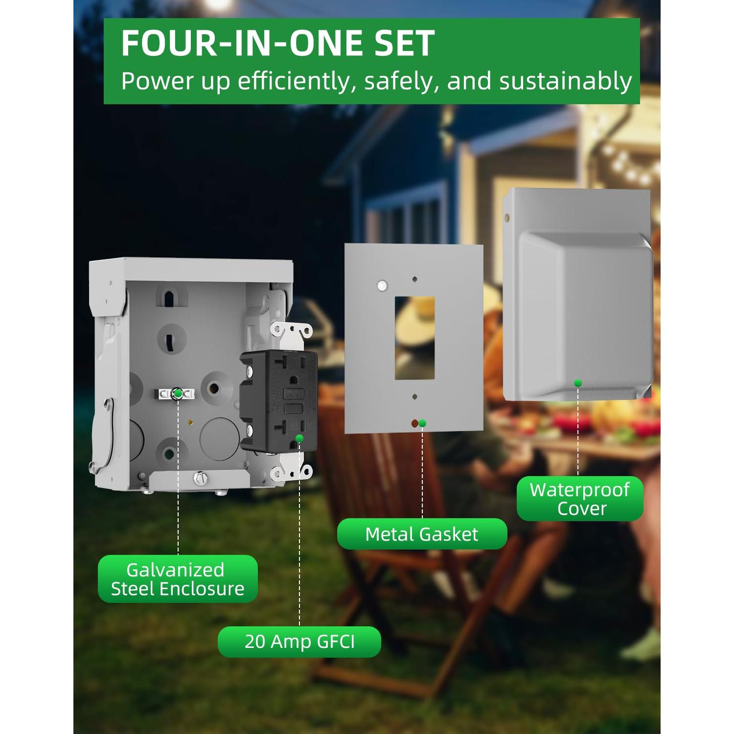 Caja de Salida Exterior GFCI ISLEWIRE 20A a Prueba de Climas