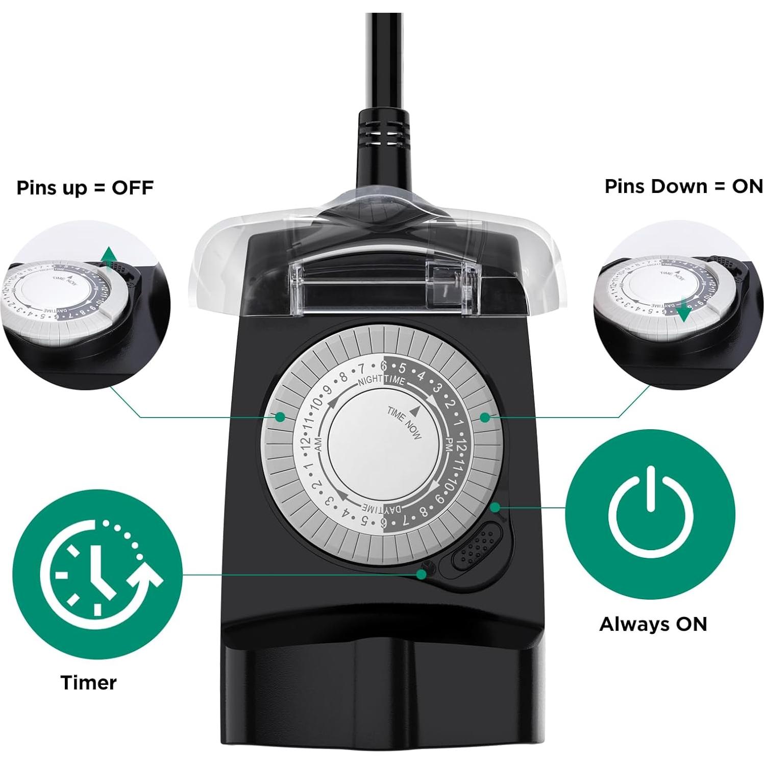 Temporizador Mecánico Exterior G-Homa 24 Horas 15A Impermeable