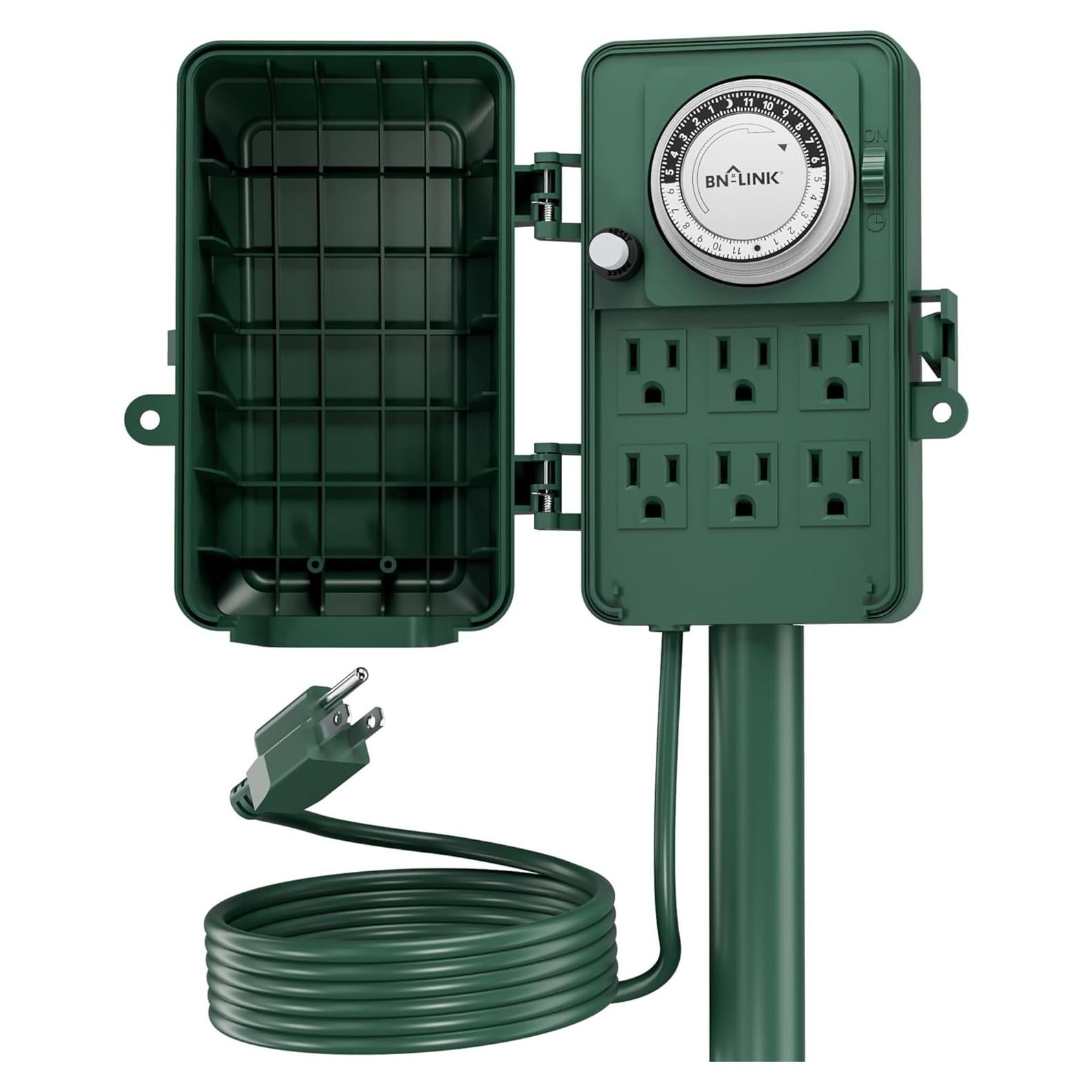 Temporizador Mecánico Exterior BN-LINK 6 Salidas 1.83m Verde