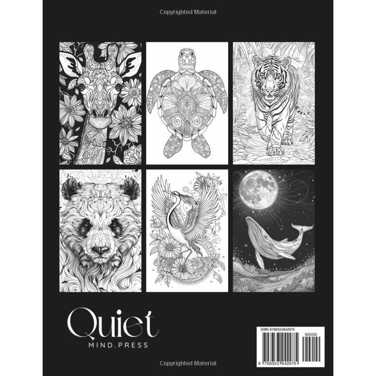 Zen Animals Coloring Book for Adults: Stress and Anxiety Relief Coloring Journey with 50 Wild Animals Designs, Flowers and Mandalas to Stay Mindful
