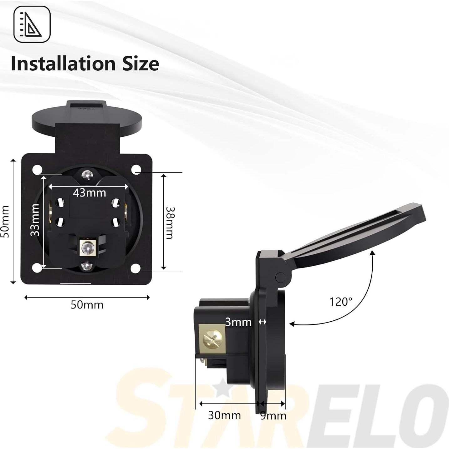 Enchufe NEMA 5-20 STARELO 20A 125V con Tapa Protectora