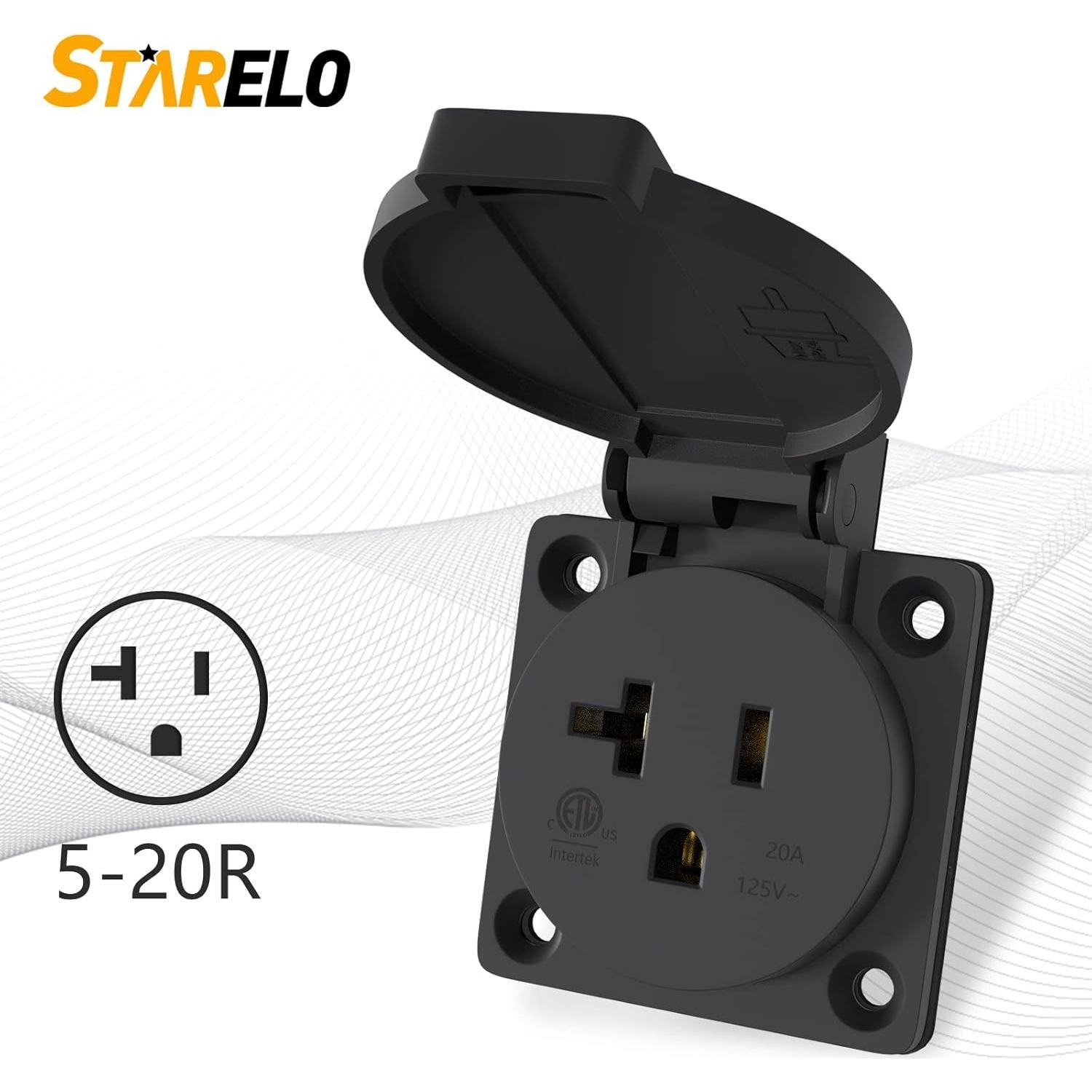 Enchufe NEMA 5-20 STARELO 20A 125V con Tapa Protectora