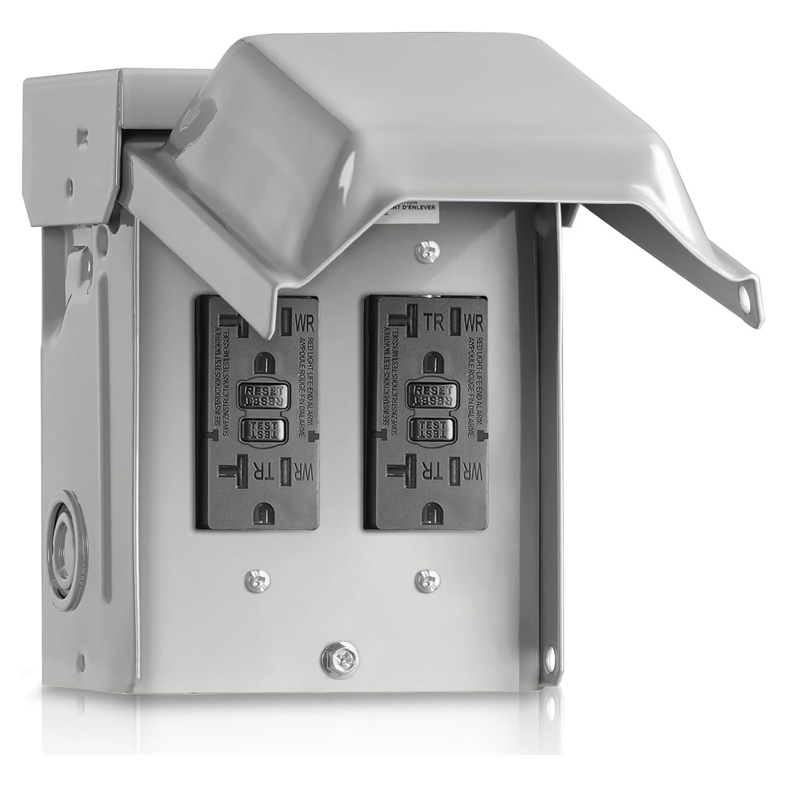 Caja de Enchufe Eléctrico Exterior WILAWELS GFCI 20A Impermeable