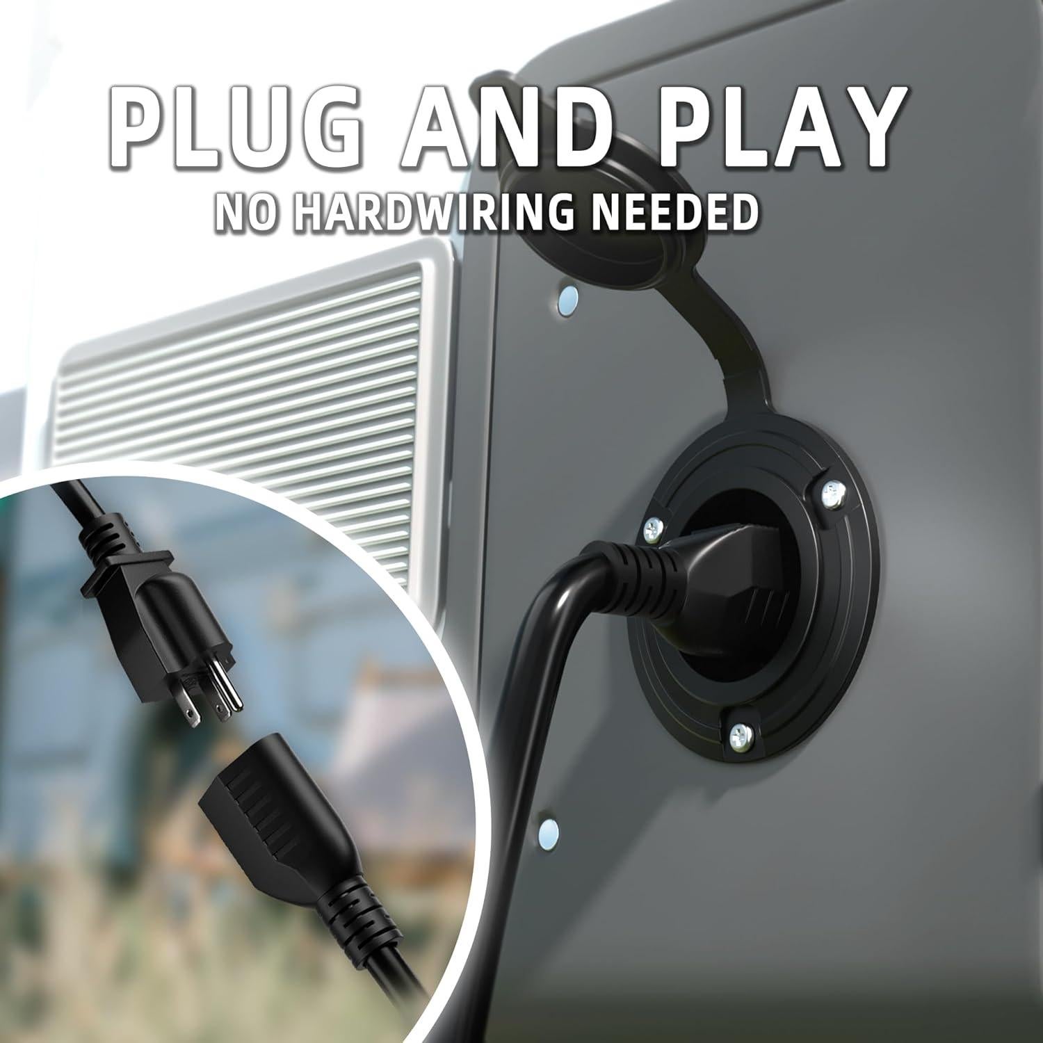 Enchufe de Entrada de Energía PlugSaf 15A 125V con Cubierta Impermeable