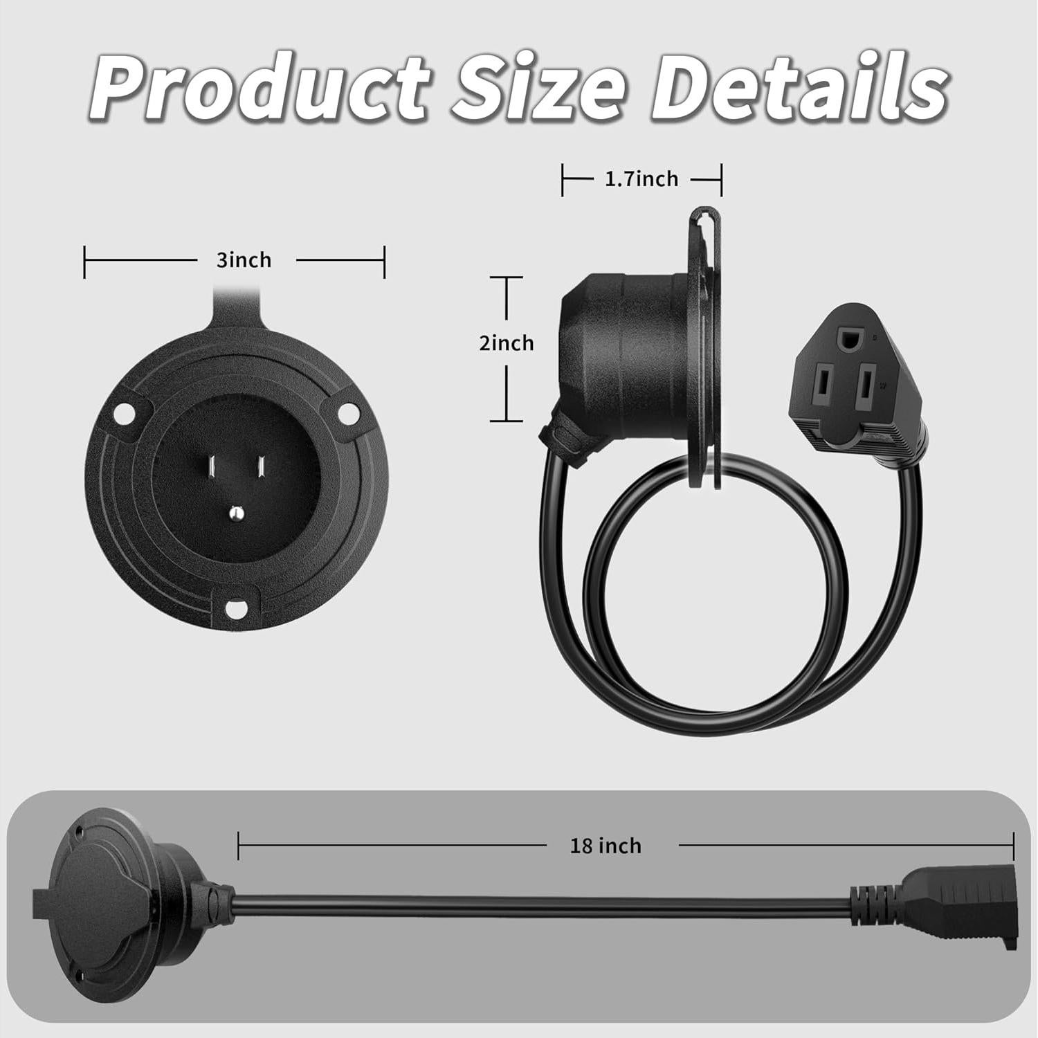 Enchufe de Entrada de Energía PlugSaf 15A 125V con Cubierta Impermeable