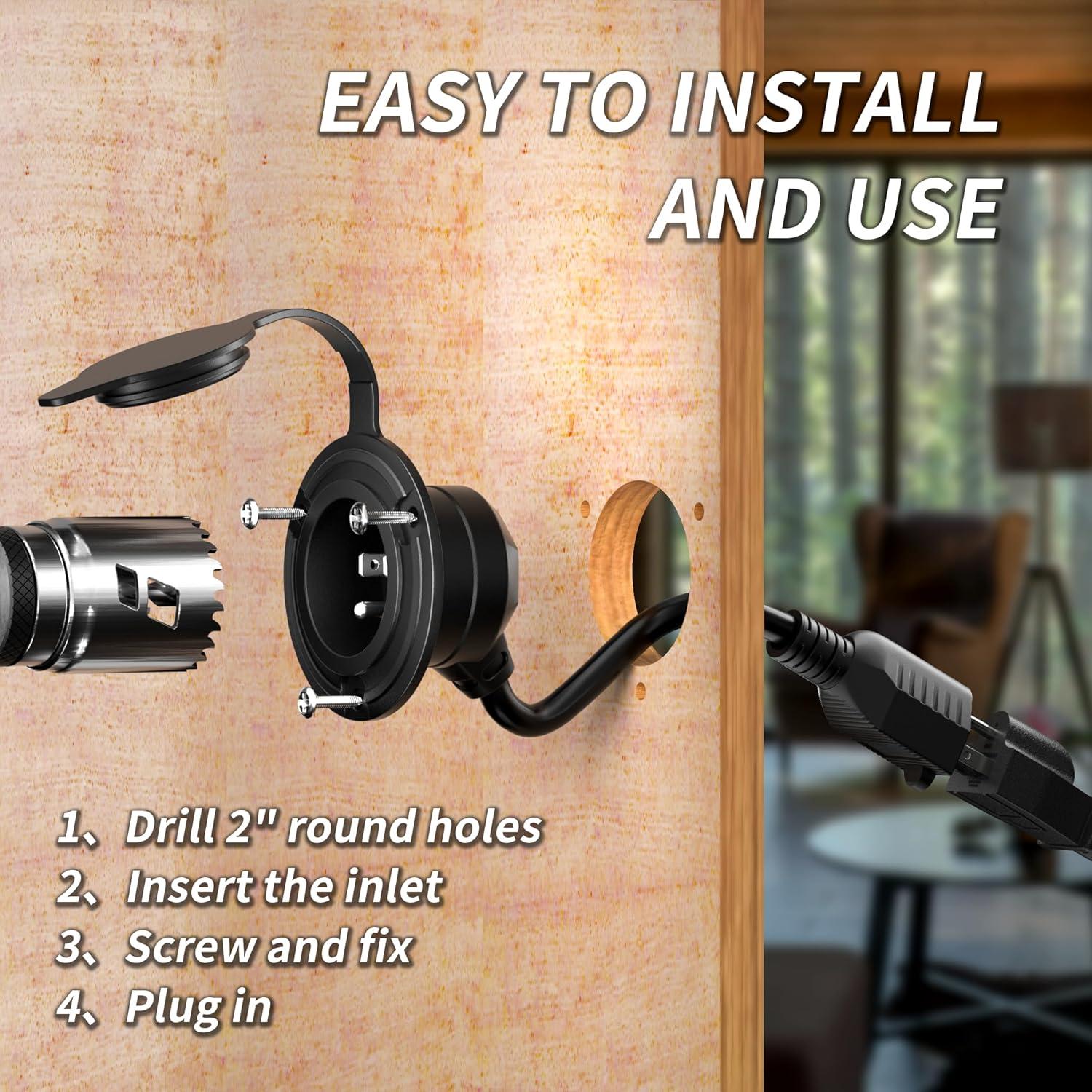 Enchufe de Entrada de Energía PlugSaf 15A 125V con Cubierta Impermeable