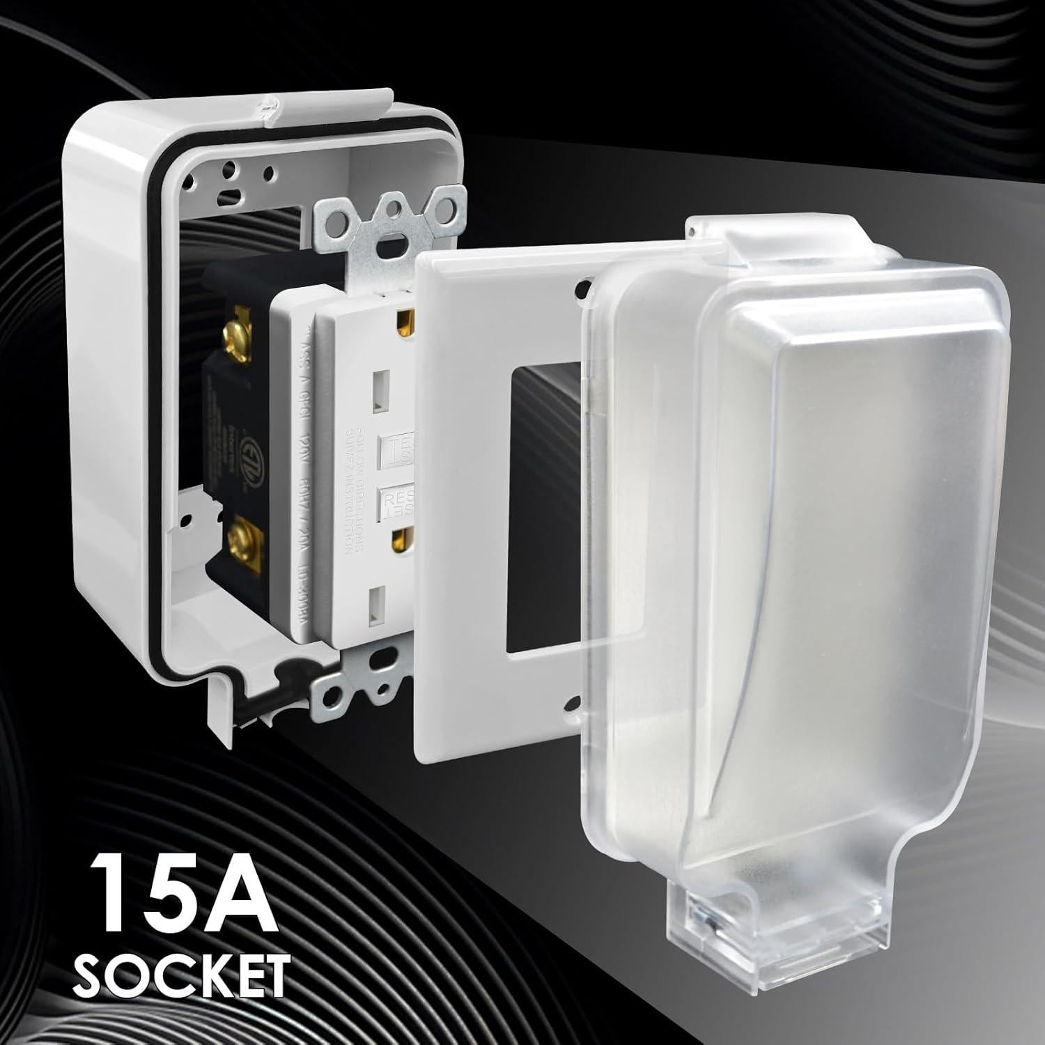 Caja de Salida Eléctrica Exterior GFCI 15A IP66 Bloqueable