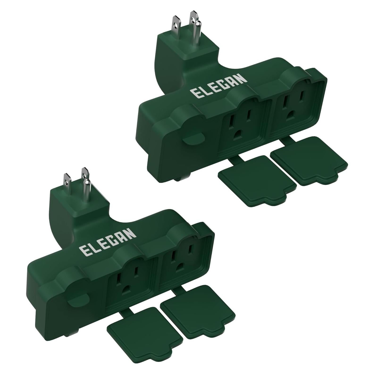 Adaptador de Enchufe de Pared Elecan Verde 2 Paquete 3 Salidas