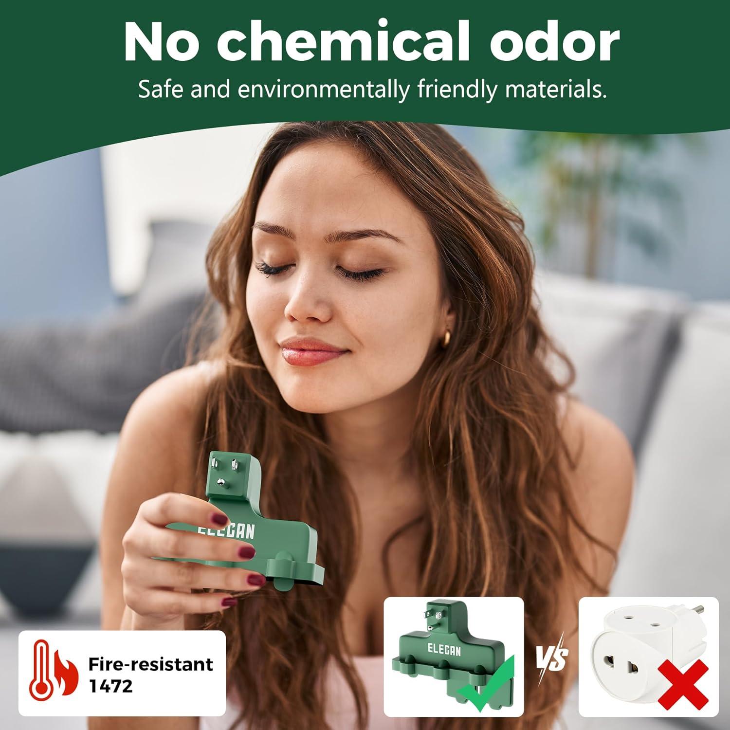 Adaptador de Enchufe de Pared Elecan Verde 2 Paquete 3 Salidas