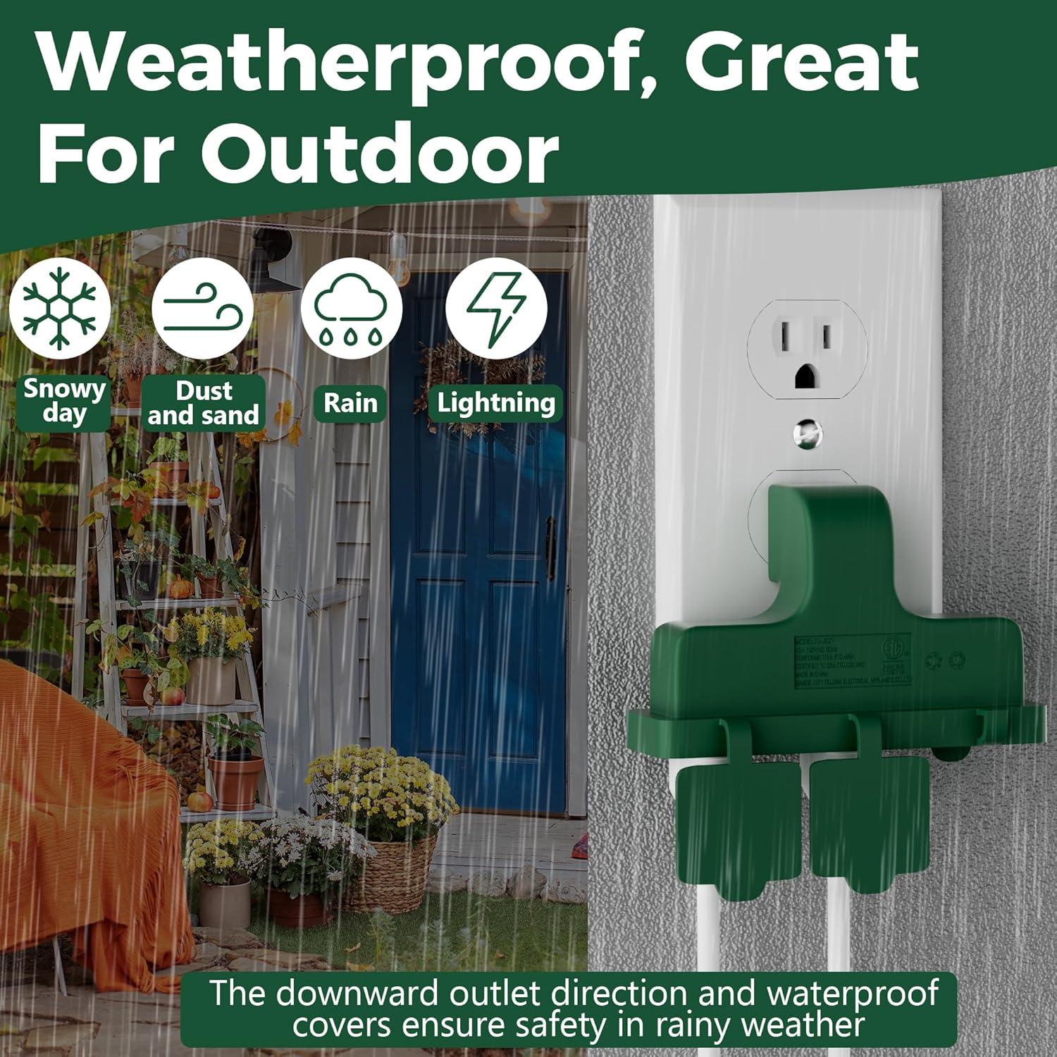 Adaptador de Enchufe de Pared Elecan Verde 2 Paquete 3 Salidas