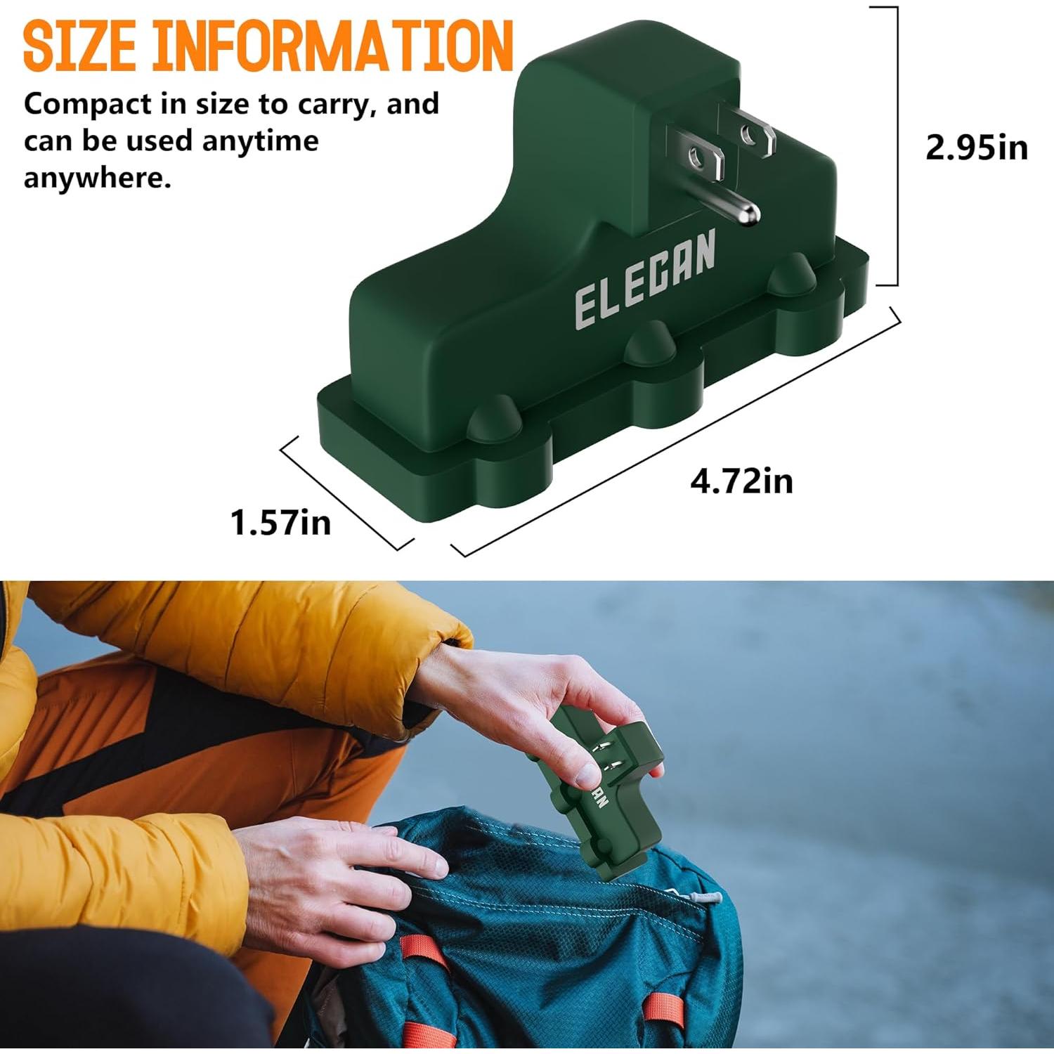 Adaptador de Enchufe de Pared Elecan Verde 2 Paquete 3 Salidas