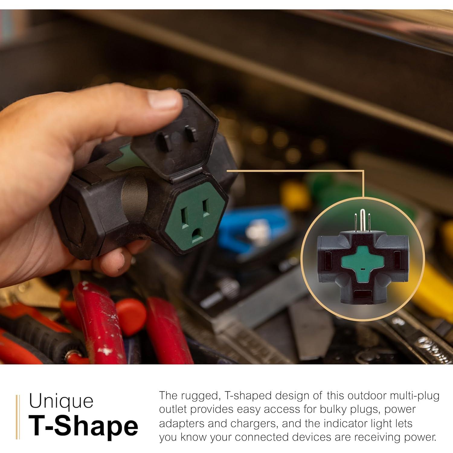 Extensor de 3 Salidas GE 84080, Adaptador Exterior Verde