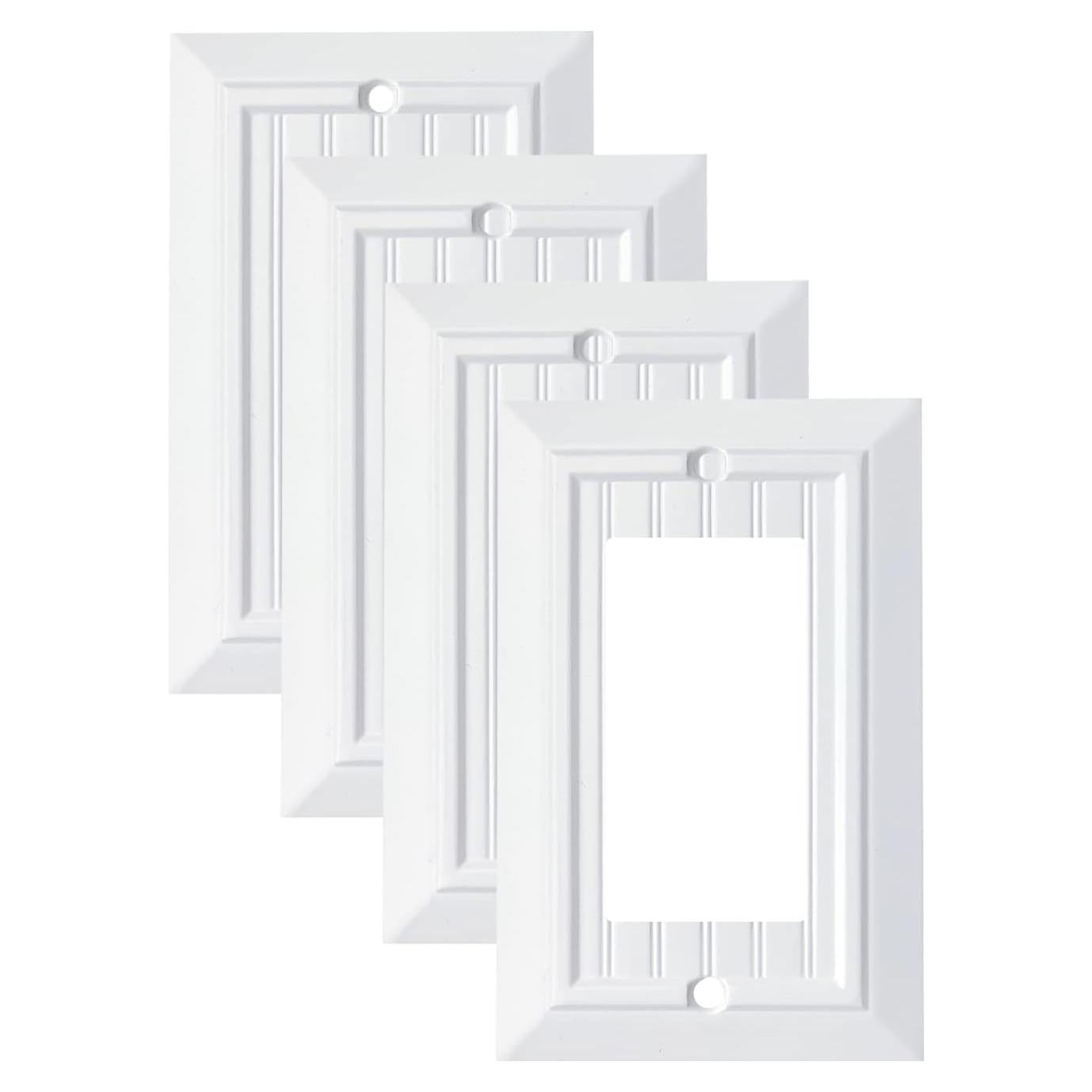Placas de Pared de Bambú Funkiim Blancas - Paquete de 4 Decorador 1 Gang