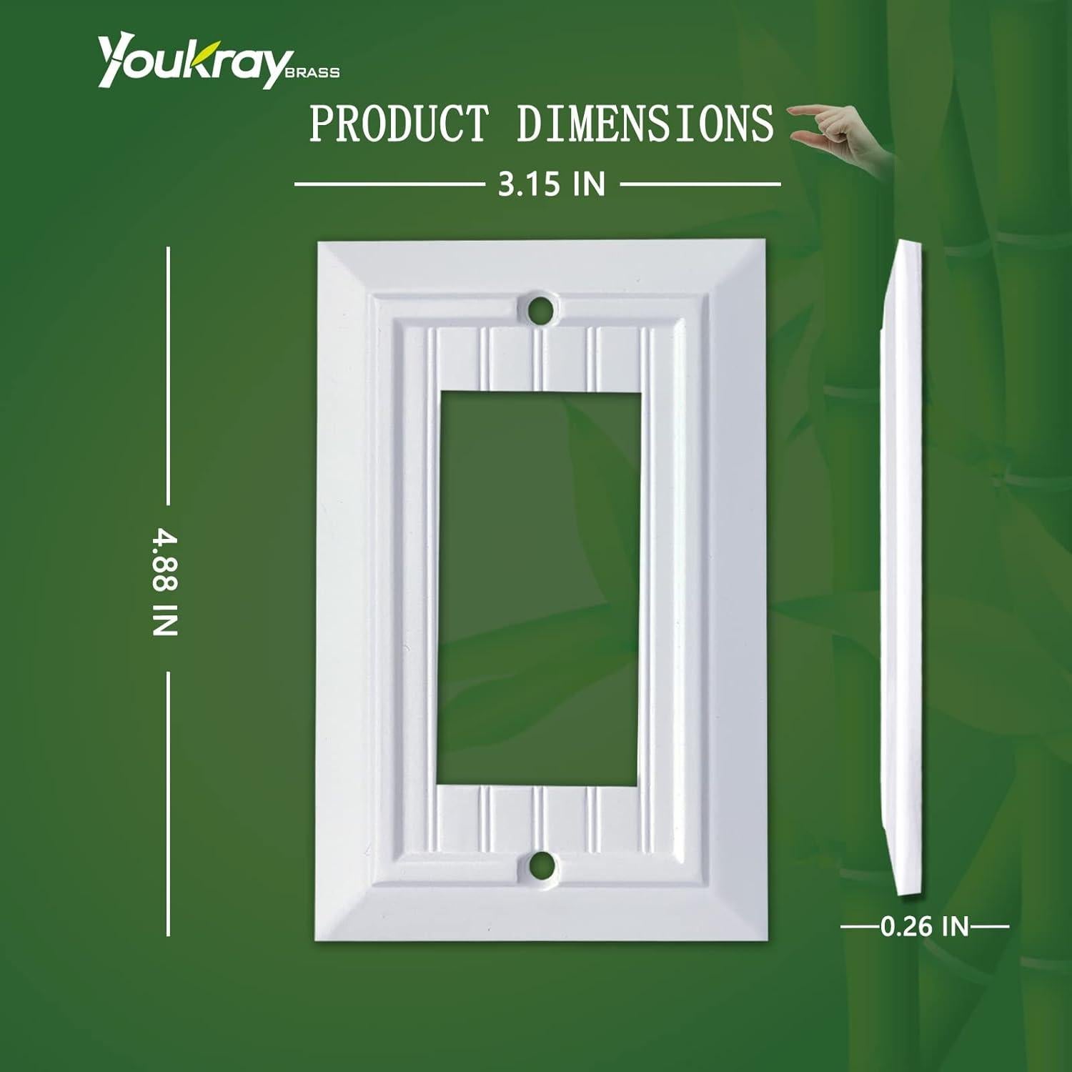 Placas de Pared de Bambú Funkiim Blancas - Paquete de 4 Decorador 1 Gang