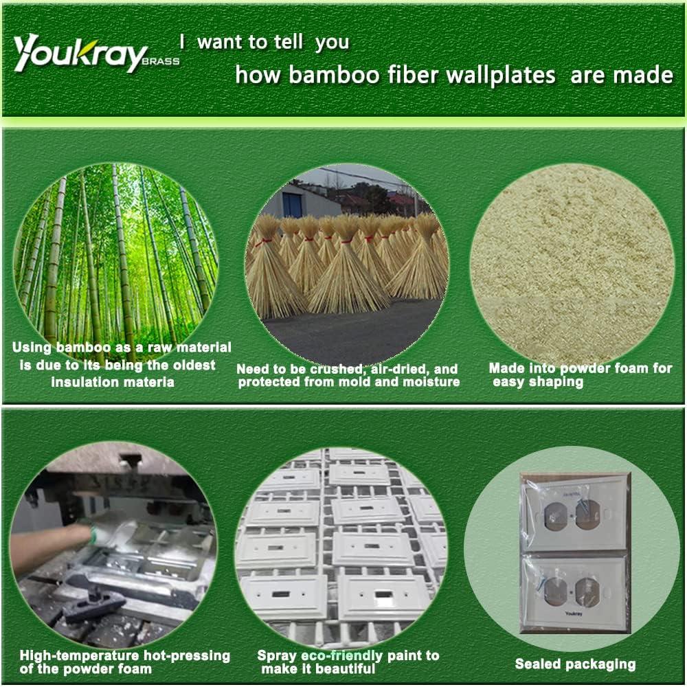 Placas de Pared de Bambú Funkiim Blancas - Paquete de 4 Decorador 1 Gang