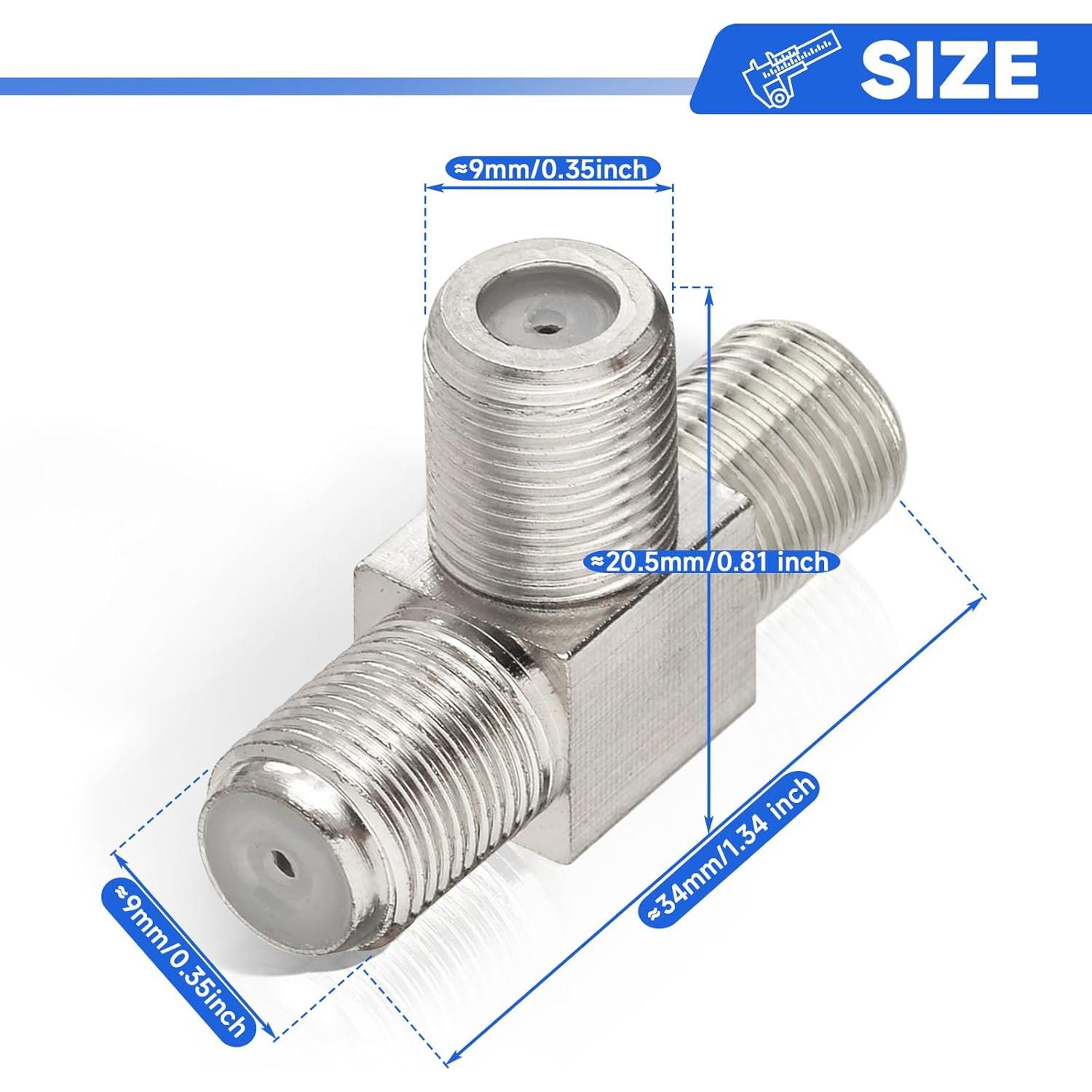 Divisor Coaxial 3 Vías Hembra F Wlaniot 75 Ohm 2pcs