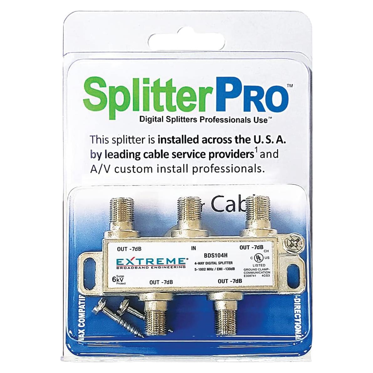 Divisor de Cable Coaxial 4 Vías SplitterPRO 1 GHz HDTV
