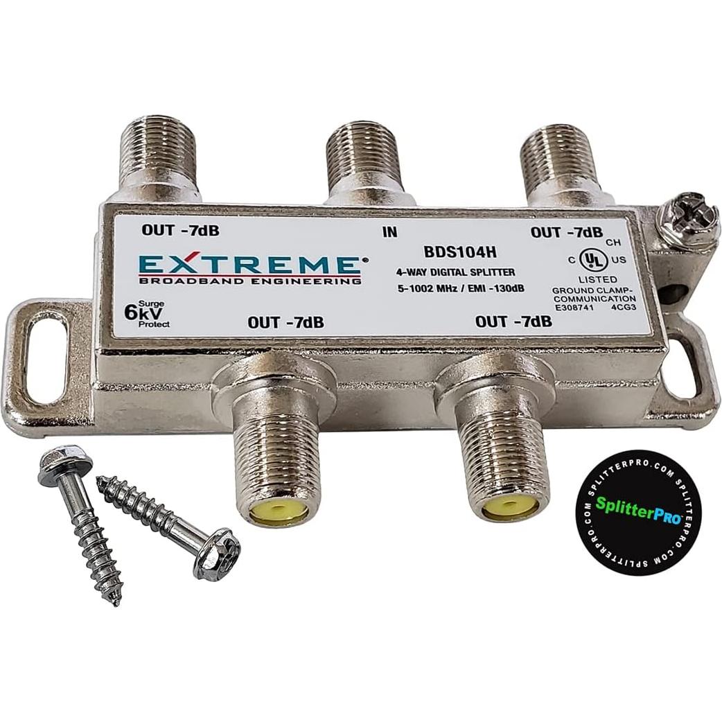 Divisor de Cable Coaxial 4 Vías SplitterPRO 1 GHz HDTV