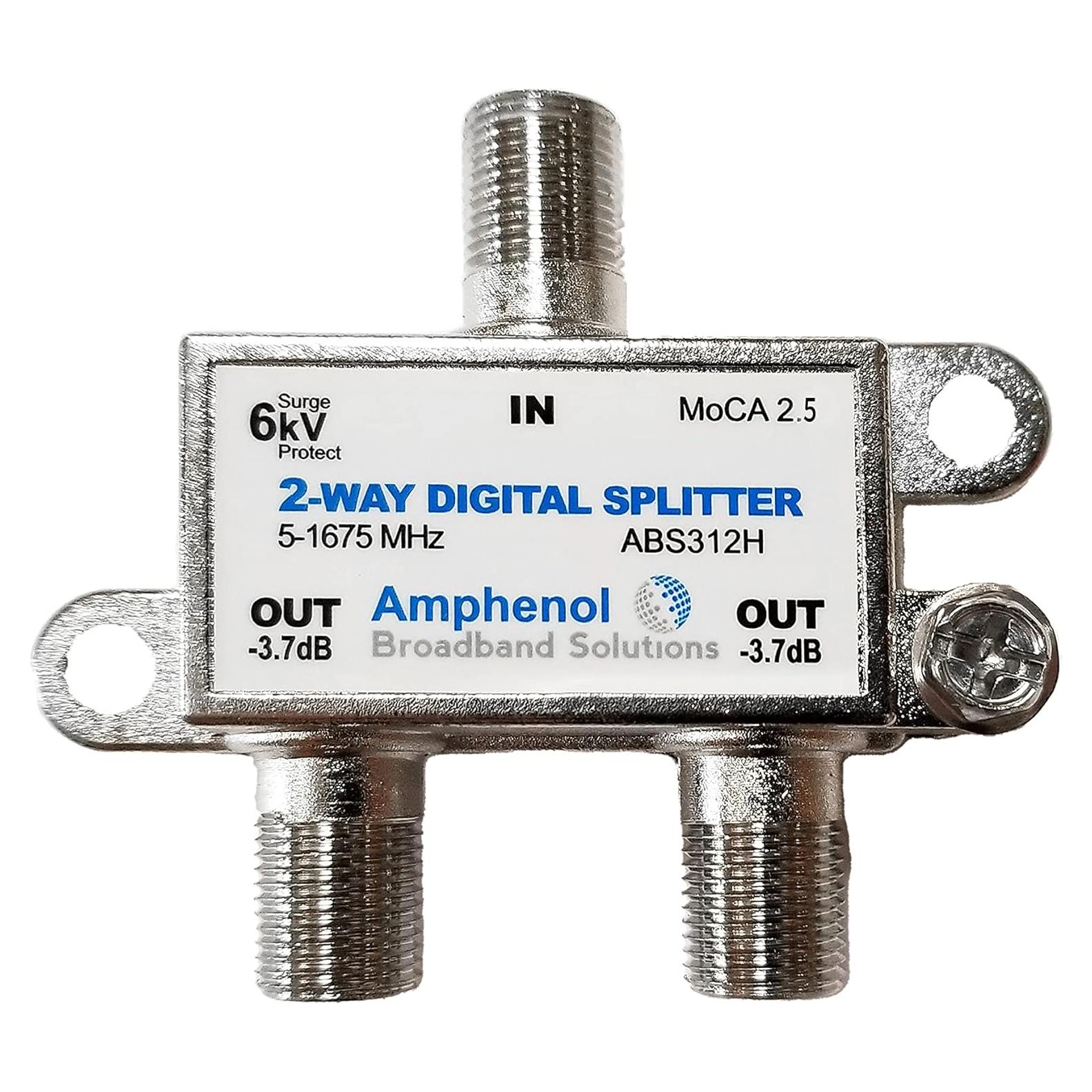 Divisor Coaxial Digital 2 Vías Amphenol MoCA 2.5 ABS312H