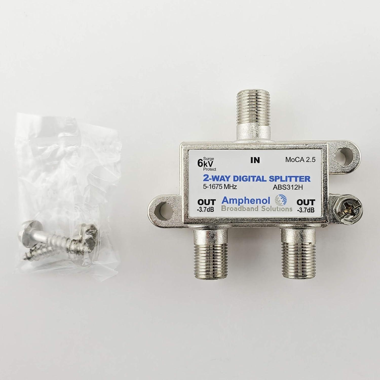 Divisor Coaxial Digital 2 Vías Amphenol MoCA 2.5 ABS312H