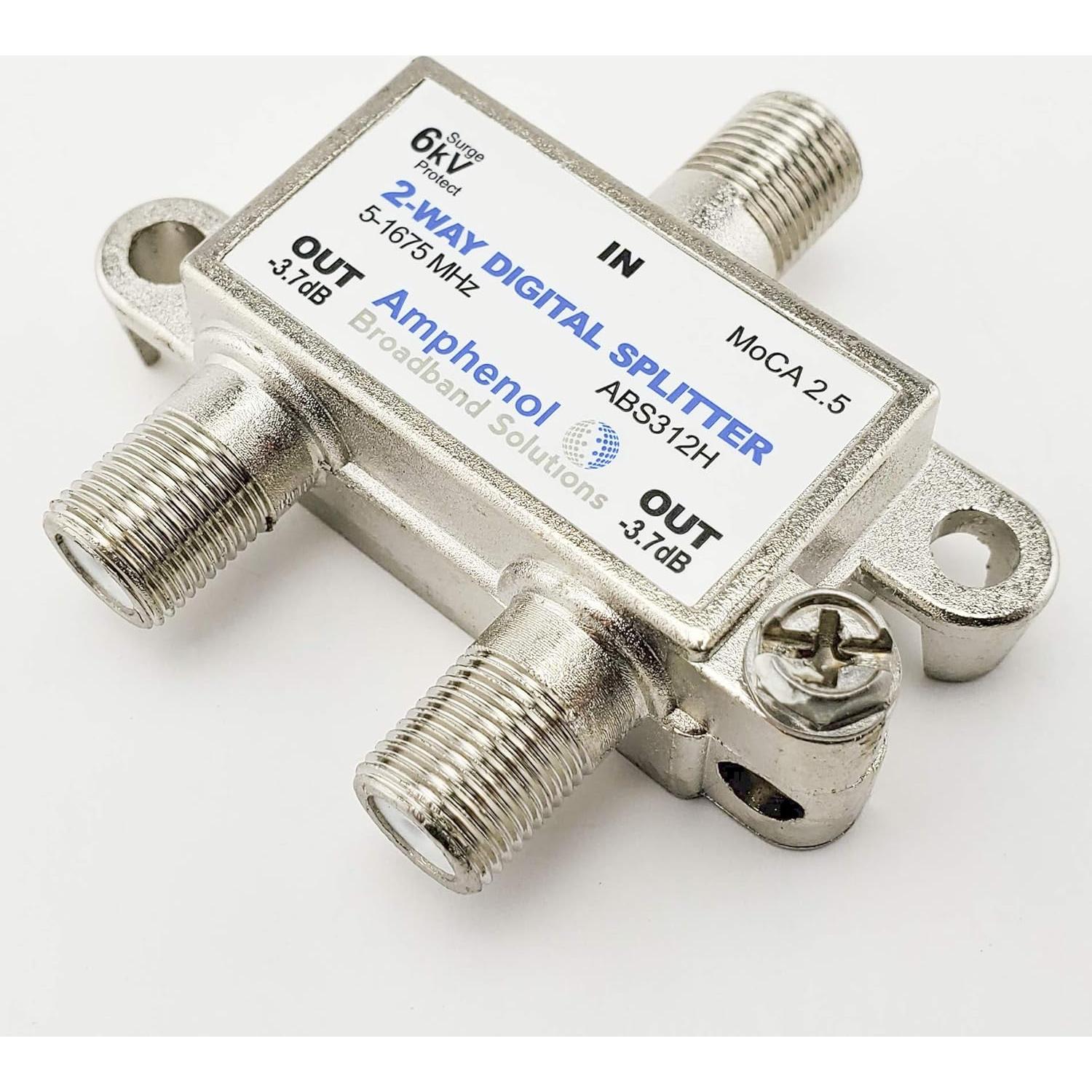 Divisor Coaxial Digital 2 Vías Amphenol MoCA 2.5 ABS312H