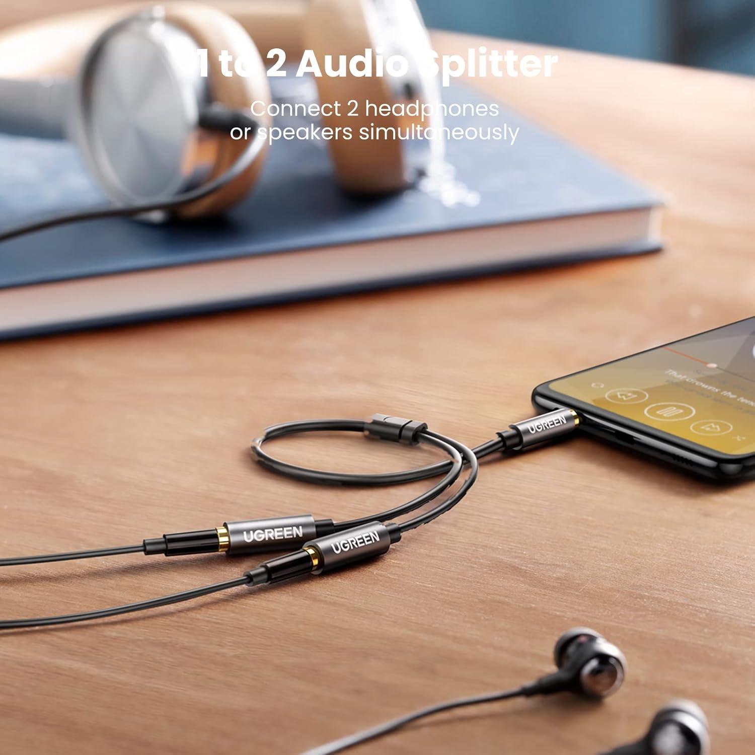 Divisor de Auriculares UGREEN 3.5mm Estéreo 20cm