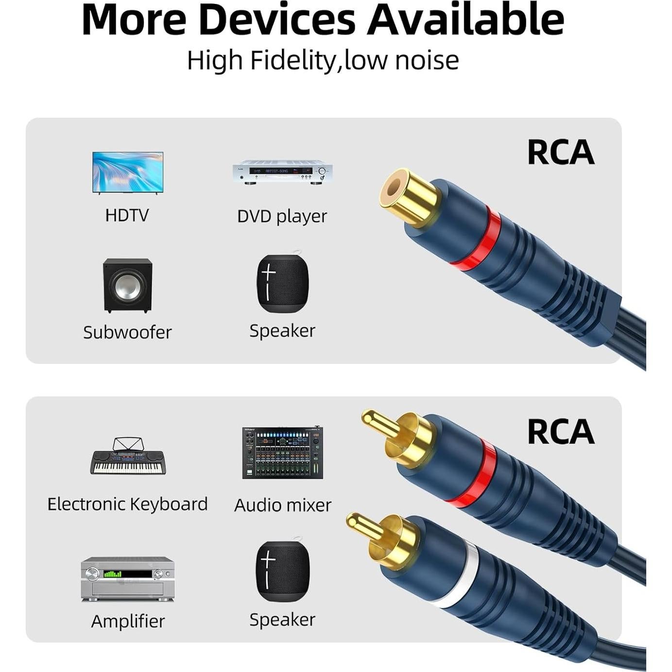 Divisor RCA 1 Hembra a 2 Machos DteeDck - Audio Estéreo