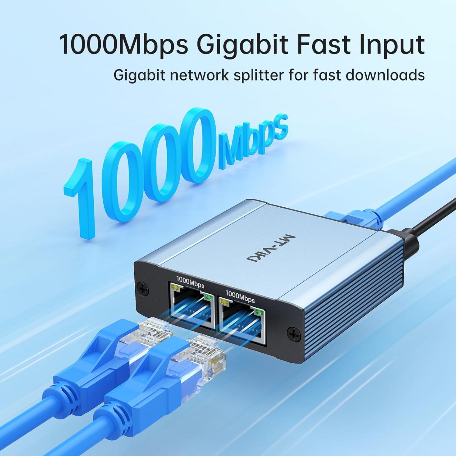 Divisor Ethernet 1 a 2 MT-VIKI RJ45 1000Mbps para 2 Dispositivos