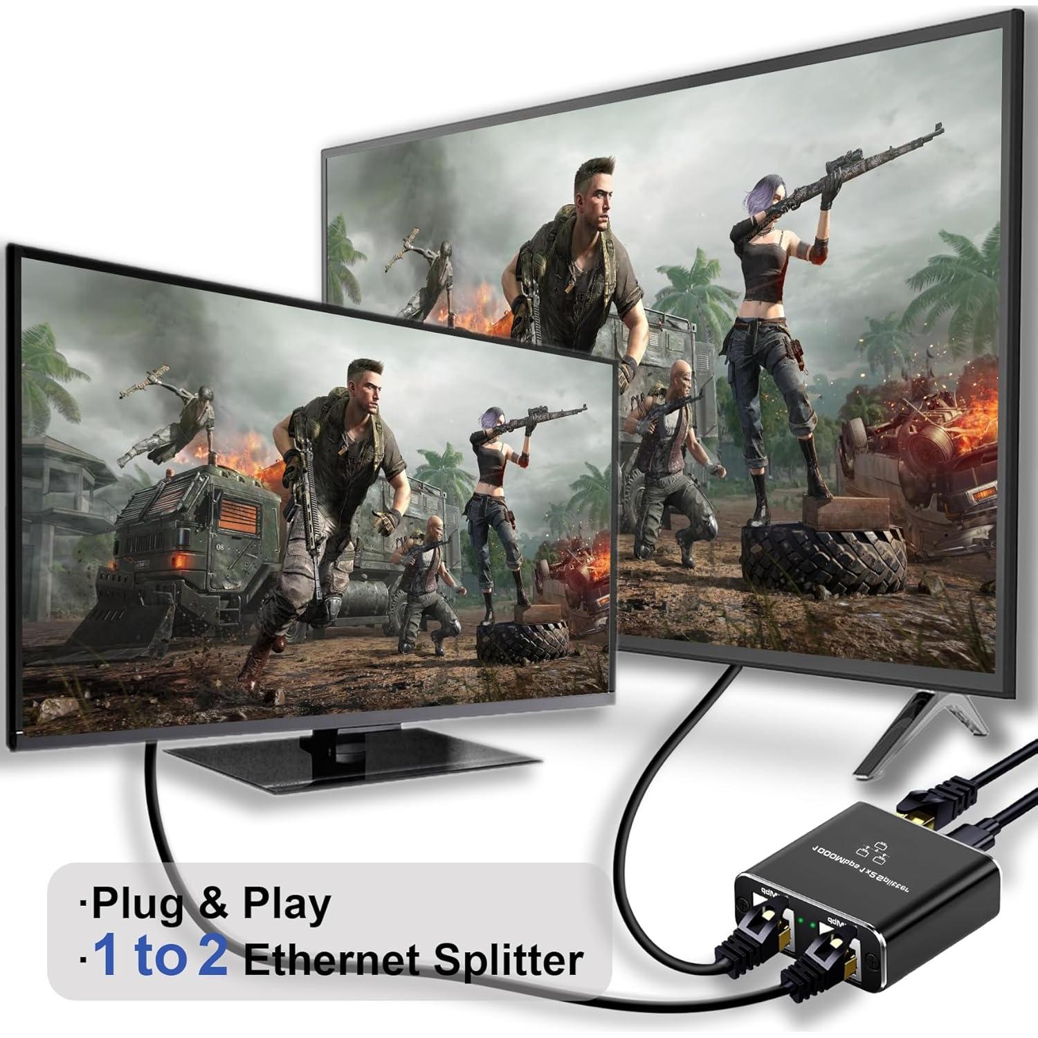 Divisor Ethernet Gigabit 1 a 2 Pushua 1000Mbps USB