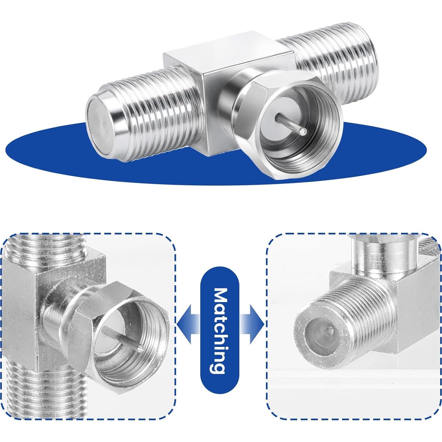 Divisor de Cable Coaxial F-Type Bruislard 2 en 1 Conector T