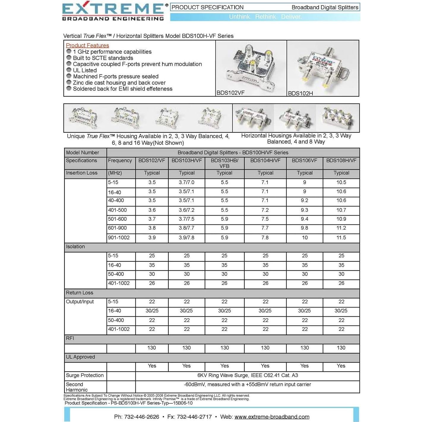Divisor Coaxial Digital Horizontal Extreme BDS108H 1GHz 8 Vías