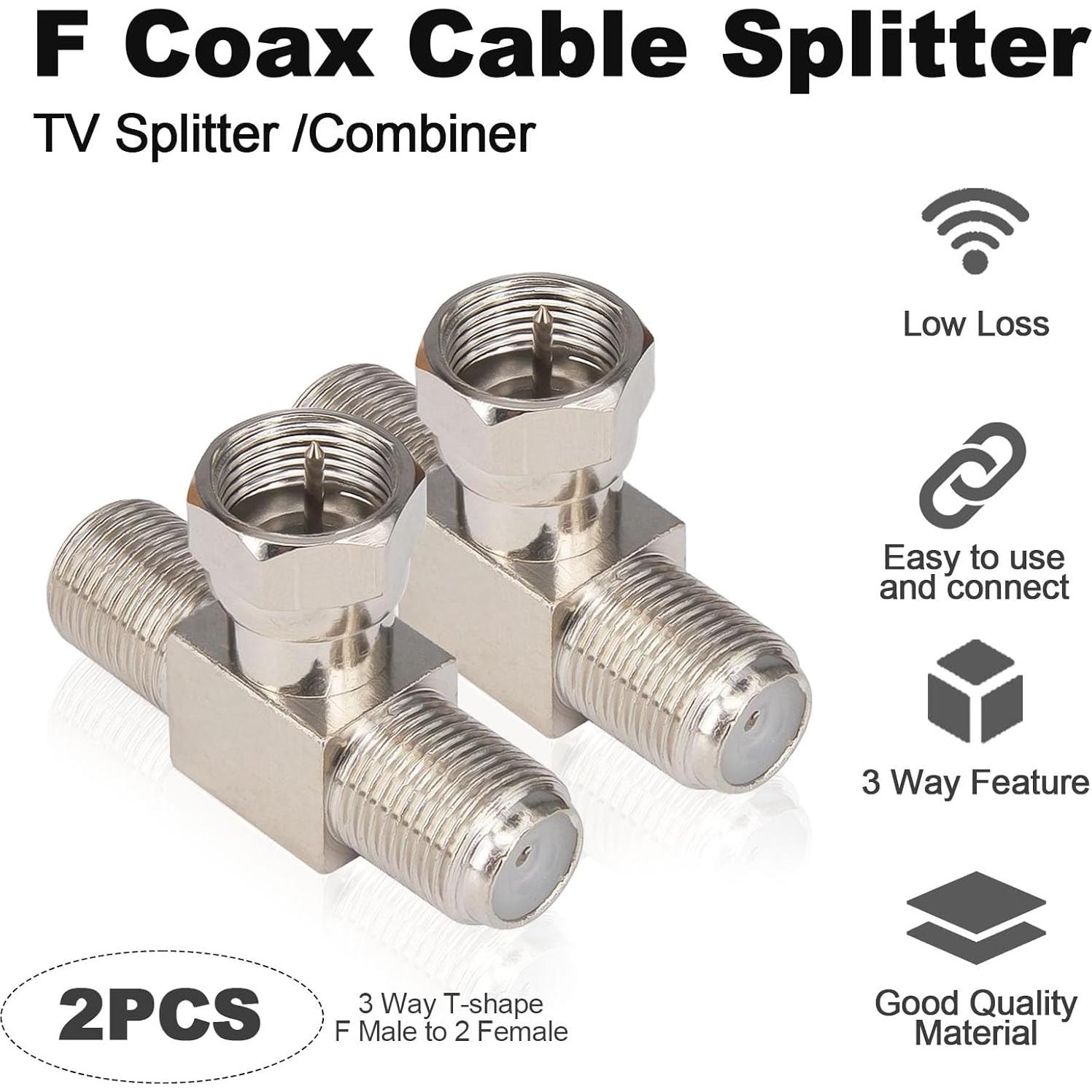 Divisor Coaxial Kaunosta 3 Vías Tipo F Macho a 2 Hembras