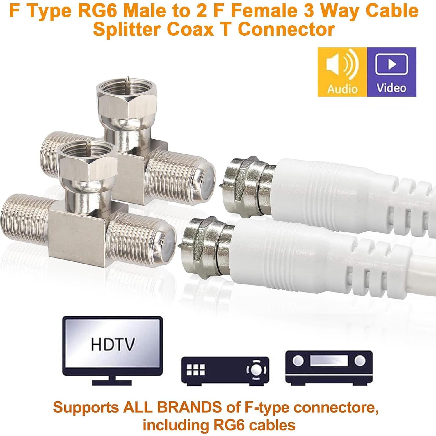 Divisor Coaxial Kaunosta 3 Vías Tipo F Macho a 2 Hembras