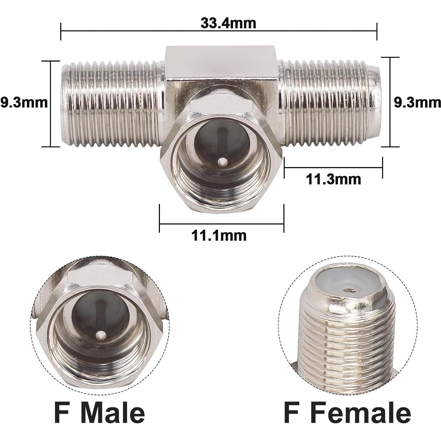Divisor Coaxial Kaunosta 3 Vías Tipo F Macho a 2 Hembras