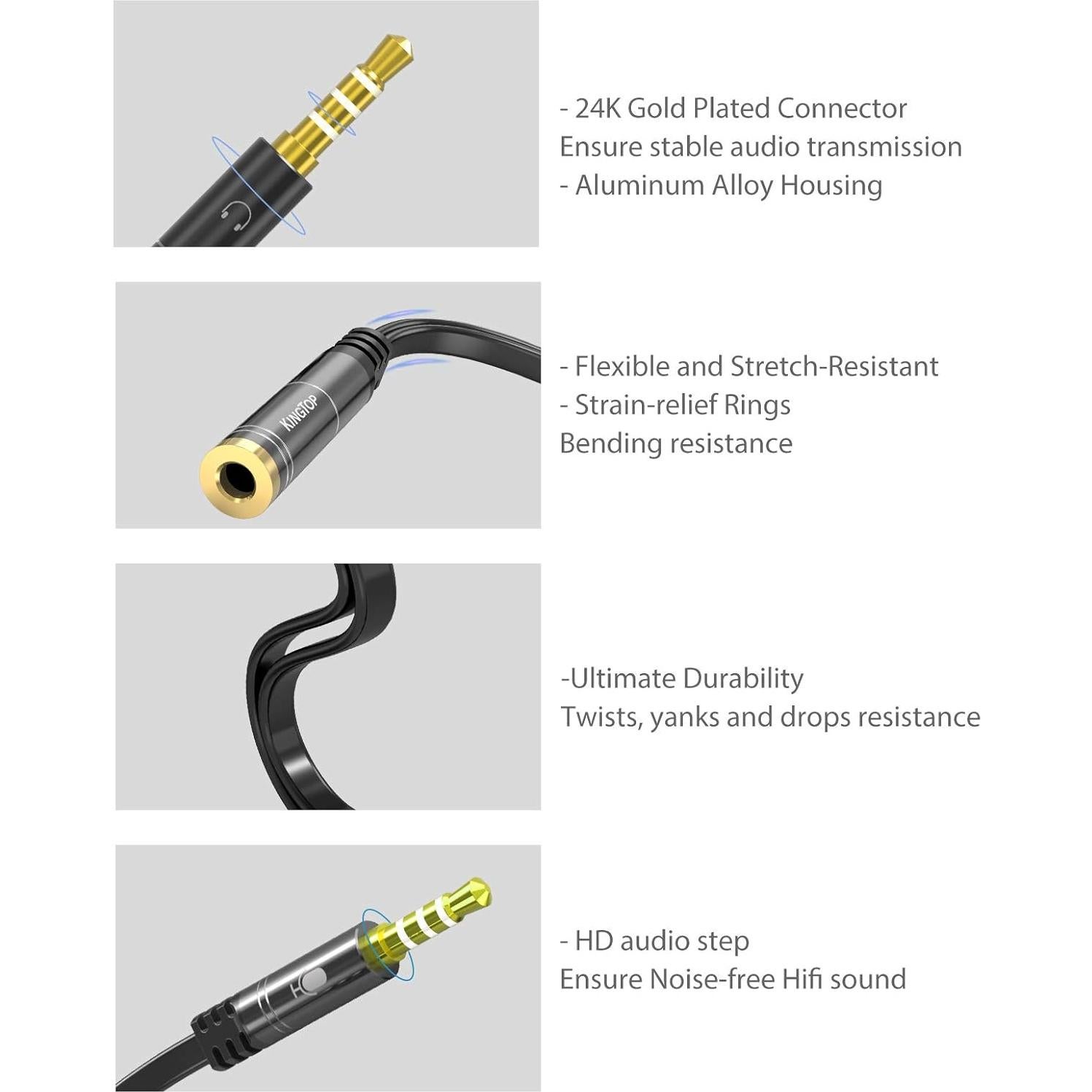 Divisor de Auriculares KINGTOP 3.5mm para Micrófono y Audio