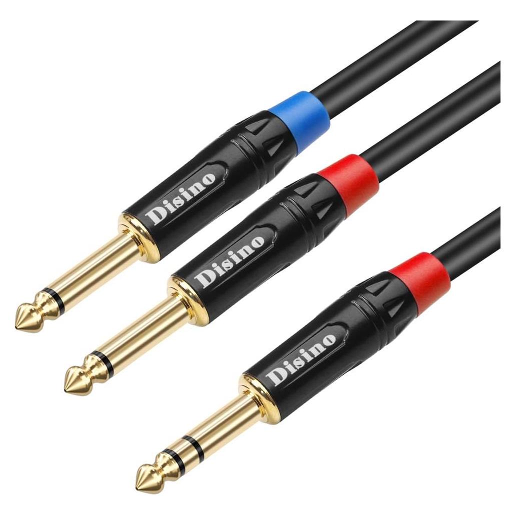 Cable Divisor Y Estéreo TRS 1/4" Disino 1m - Chapado Oro