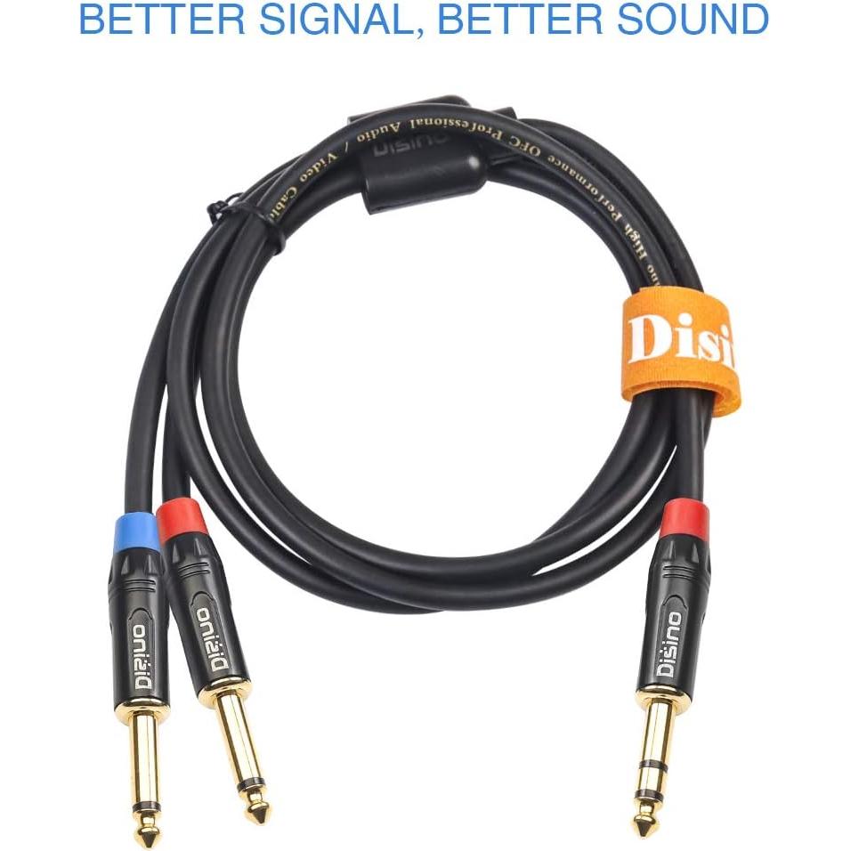 Cable Divisor Y Estéreo TRS 1/4" Disino 1m - Chapado Oro