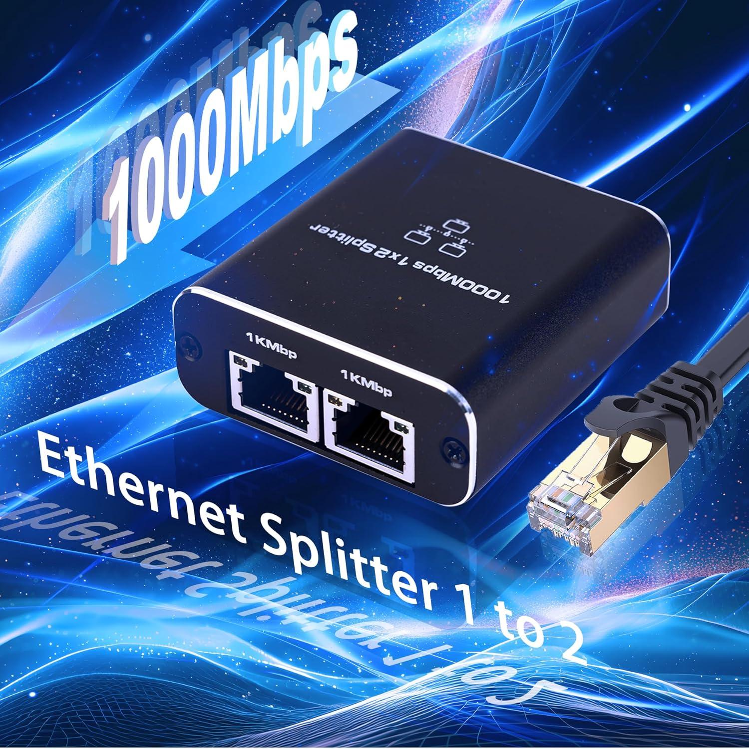 Divisor Ethernet 1 a 2 LIEZHUA 1000Mbps con Cable LAN Cat 6