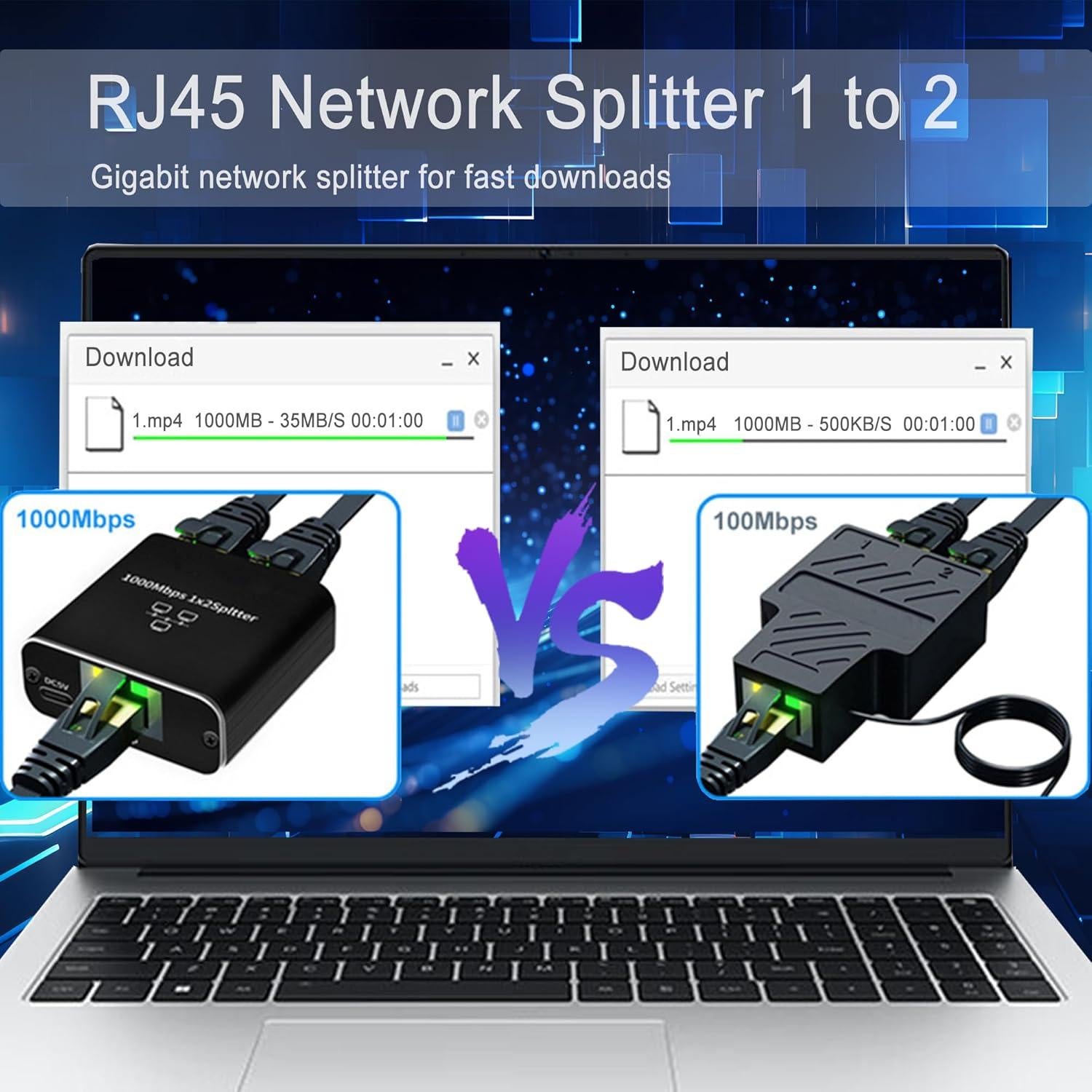 Divisor Ethernet 1 a 2 LIEZHUA 1000Mbps con Cable LAN Cat 6