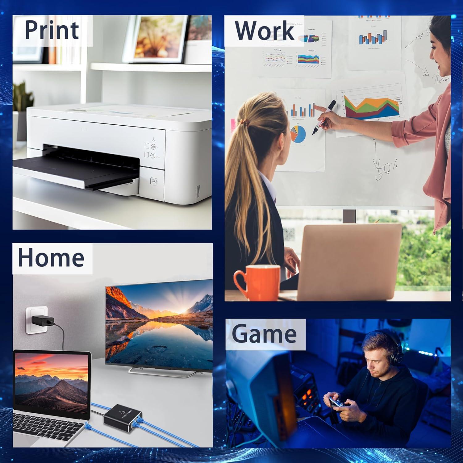 Divisor Ethernet 1 a 2 LIEZHUA 1000Mbps con Cable LAN Cat 6